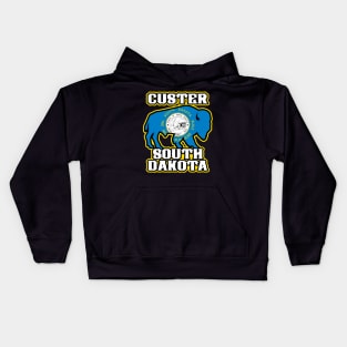 Custer South Dakota Bison State Flag Buffalo Kids Hoodie